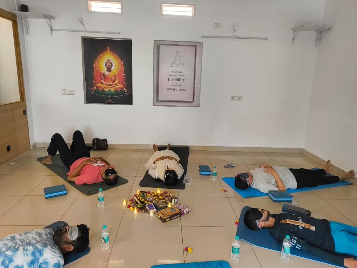 Participants during a Breathwork & Ice Bath session at Setu Yoga Studio